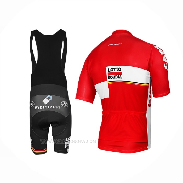 2017 Ropa Ciclismo Lotto Soudal Rojo Mangas Corta y Culotte Corto